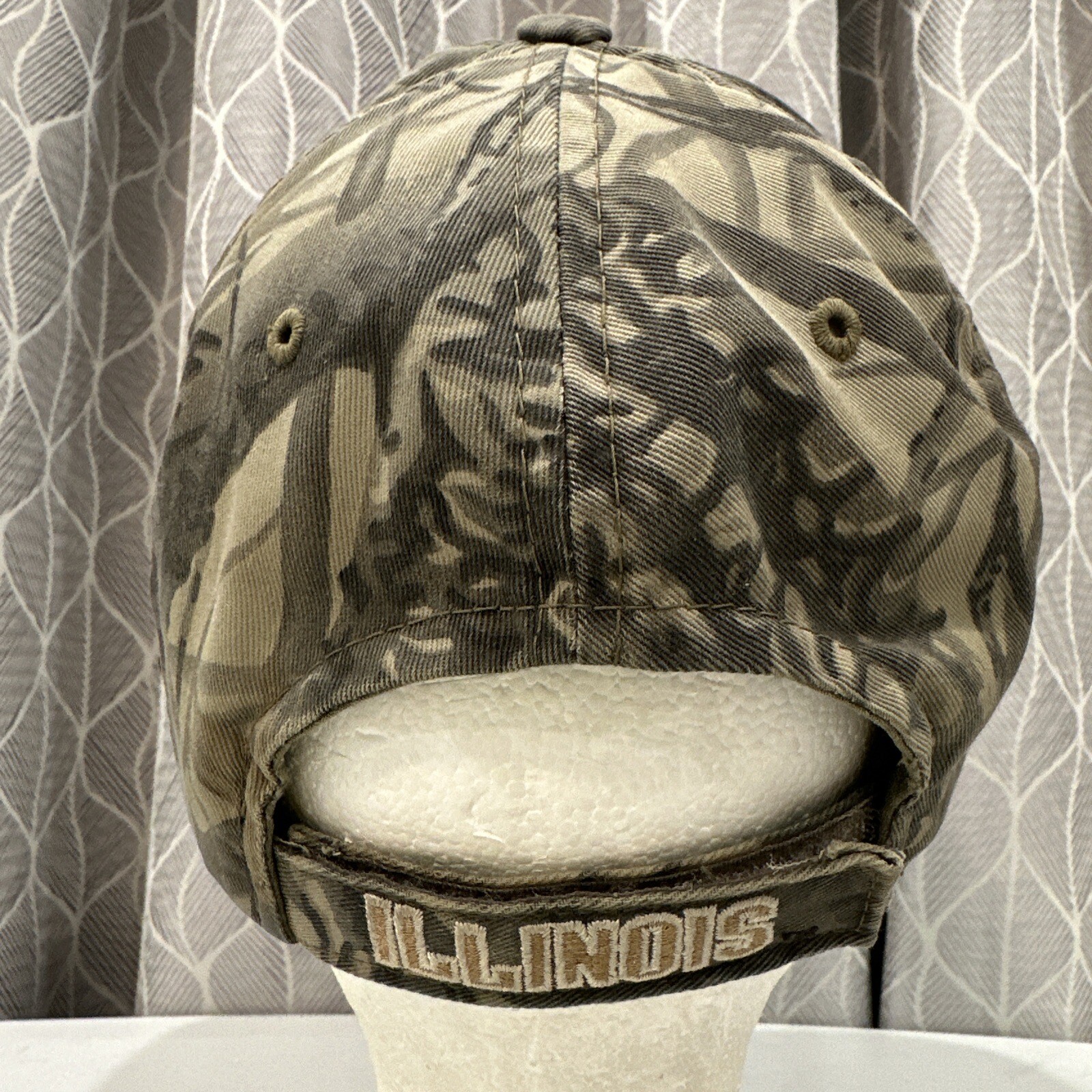 Illinois Capitol I Camouflage Tan Hat Cap. Hook Loop Well Worn