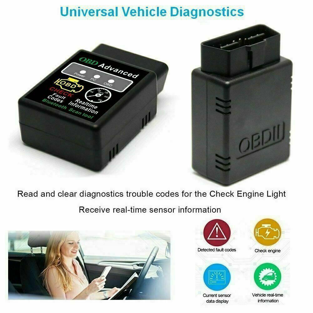100% Bluetooth OBD2 Scanner Adapter, Wireless Detection Code Reader OBD II