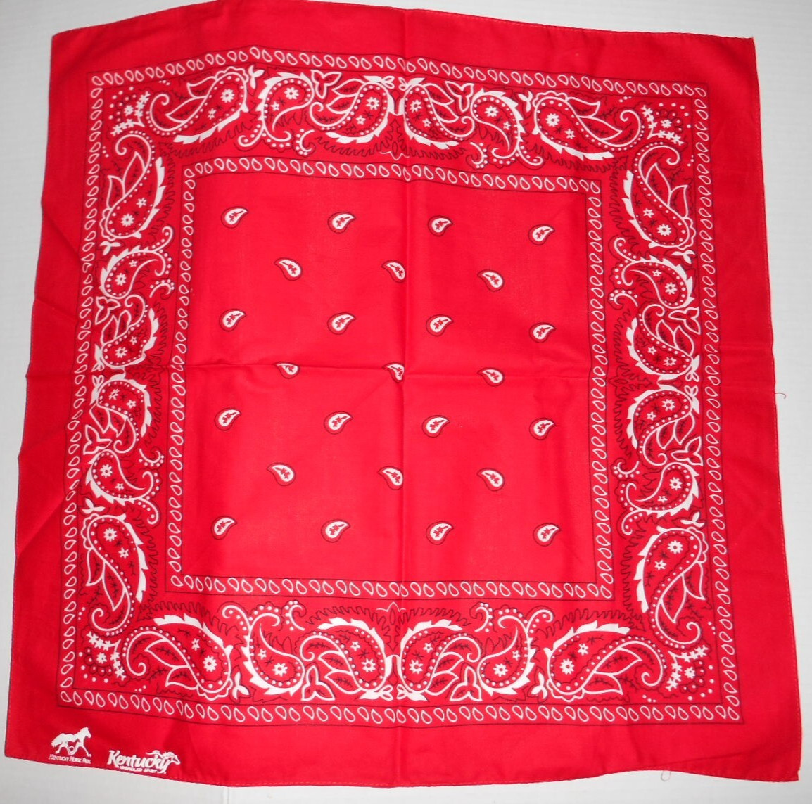 Kentucky Horse Park KY Horse Racing Red Paisley Cotton Bandana NEW