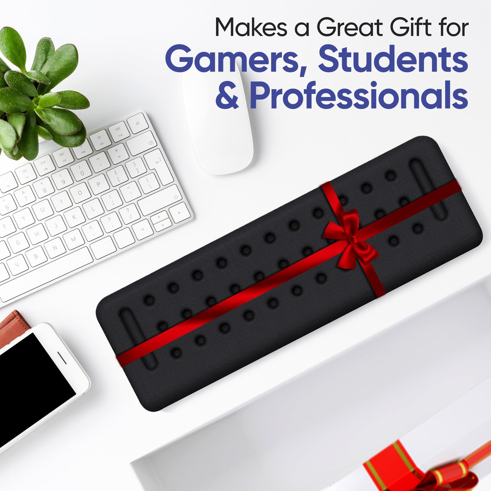 Keyboard Wrist Rest with Edge Protector - 11.8 Inch 2 Pack L Small, Black