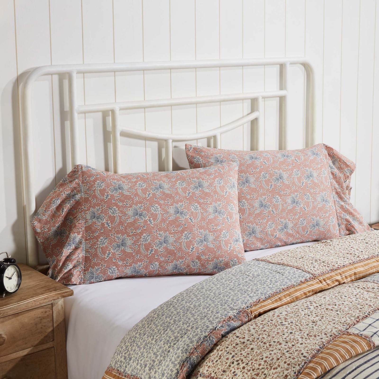 Farmhouse Standard Pillow Case Set of 2 Pink Kaila / Bedroom Decor VHC Brands