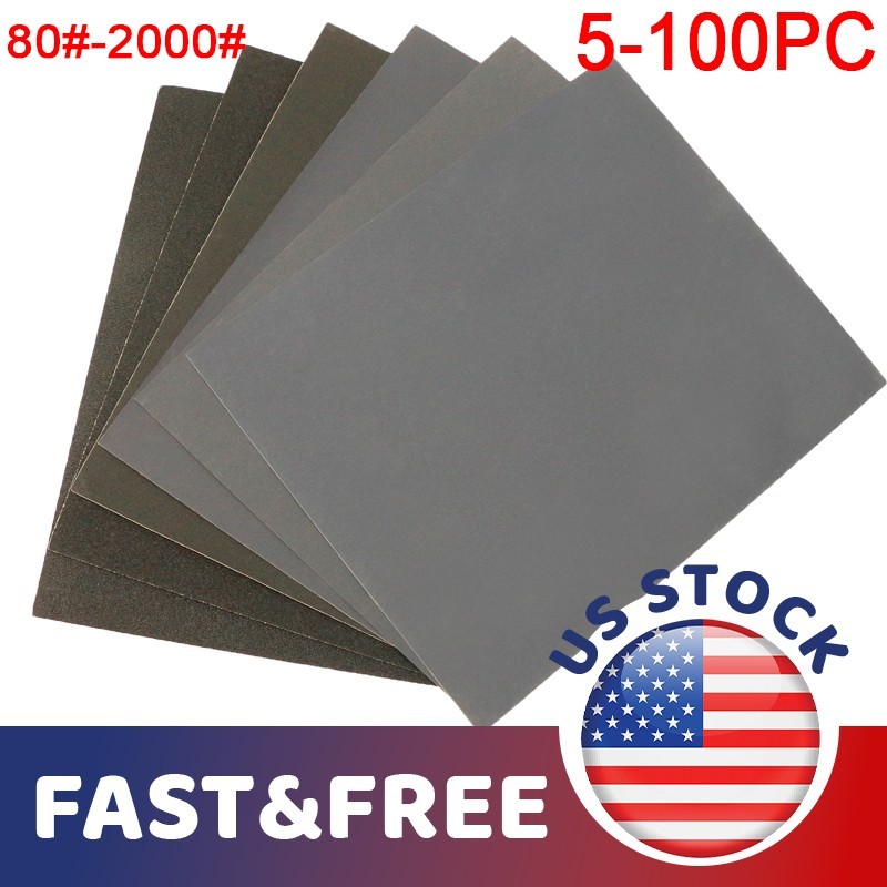 5-100Pcs Professional Wet Dry Sandpaper Sanding Sheet Automotive Paint Repair US