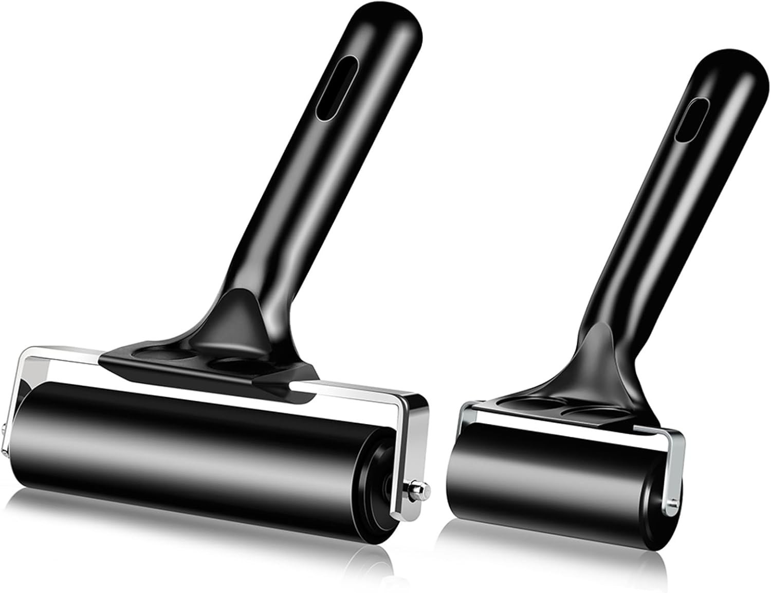 2Pcs Rubber Roller Brayer Rollers for Crafting, Hard Rubber Roller 4 and 2.4inch