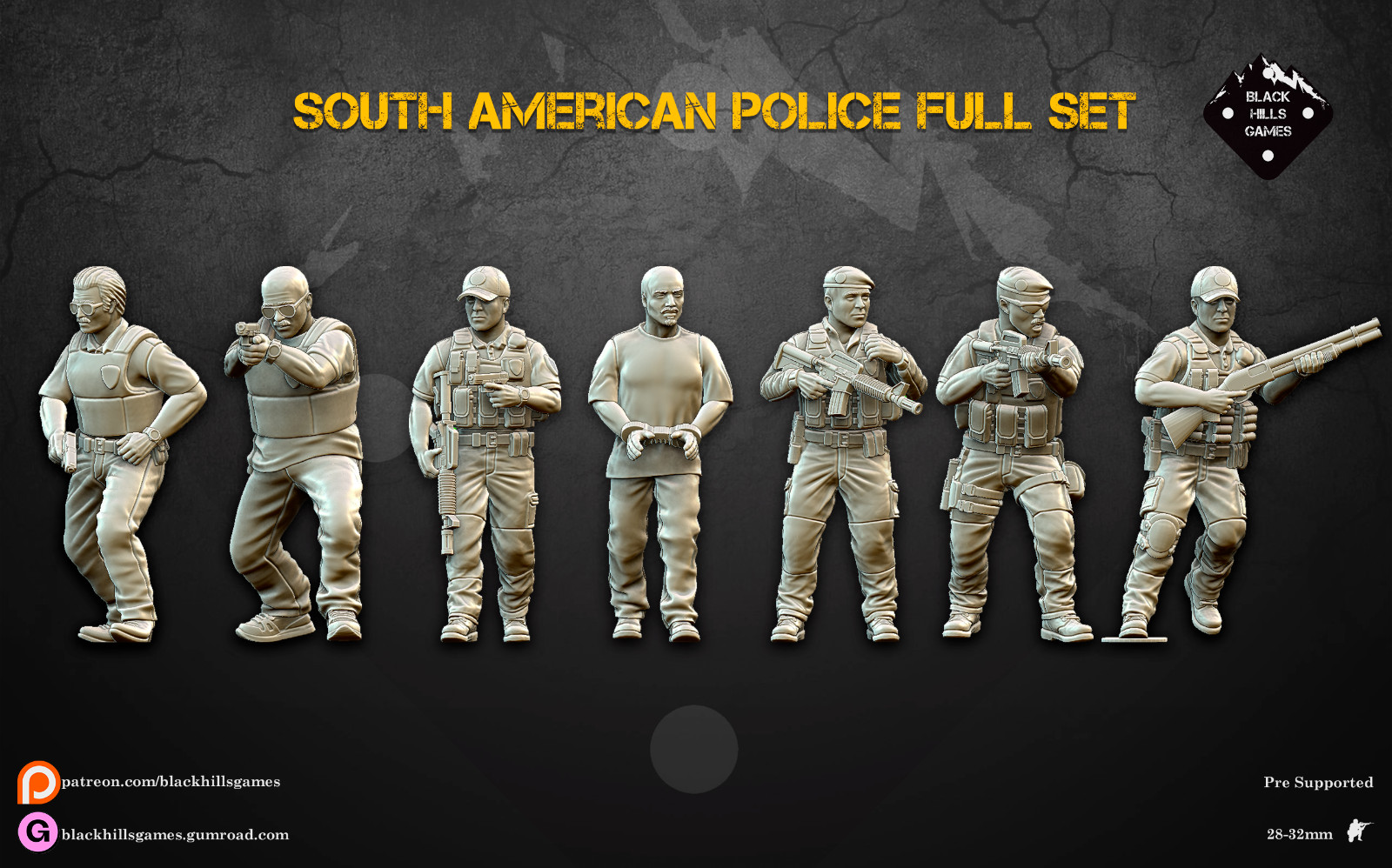 Black Hills Games Modern Miniatures South American Police & Prisoner Spectre 3D