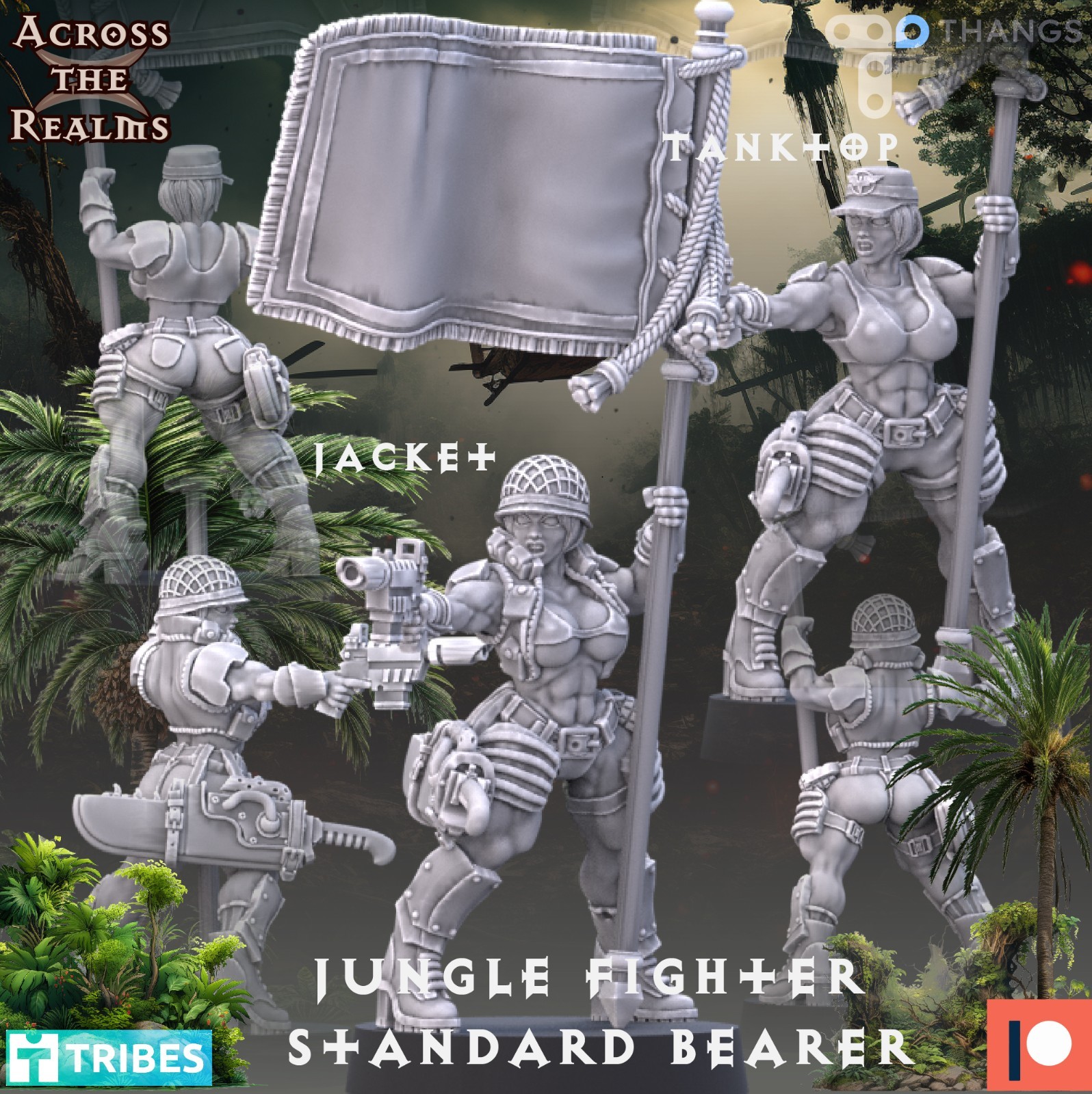 Across the Realms 28mm Jungle Fighter Standard Bearer