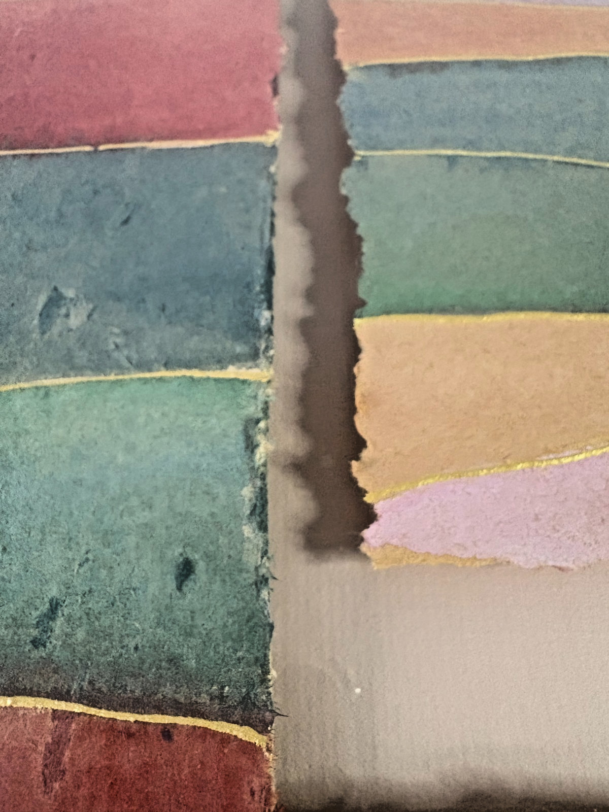 Lori “Vista” Torn Handmade Paper Collage Framed Abstract Landscape