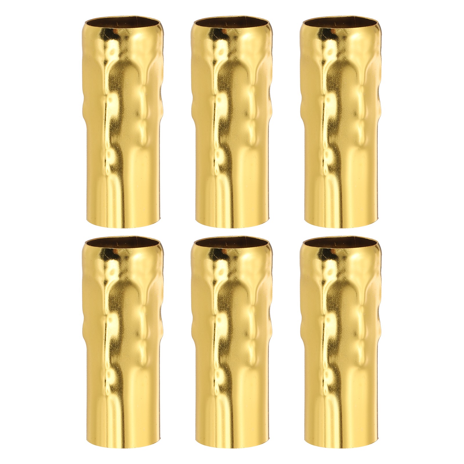 6 Pcs 2.4" Tall Metal E14 Candle Covers Sleeves Swimming Gold