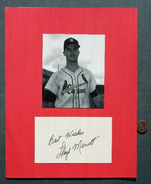1957 St Louis Cardinals star Lloyd Merritt signed autograph & photo set SCARCE +
