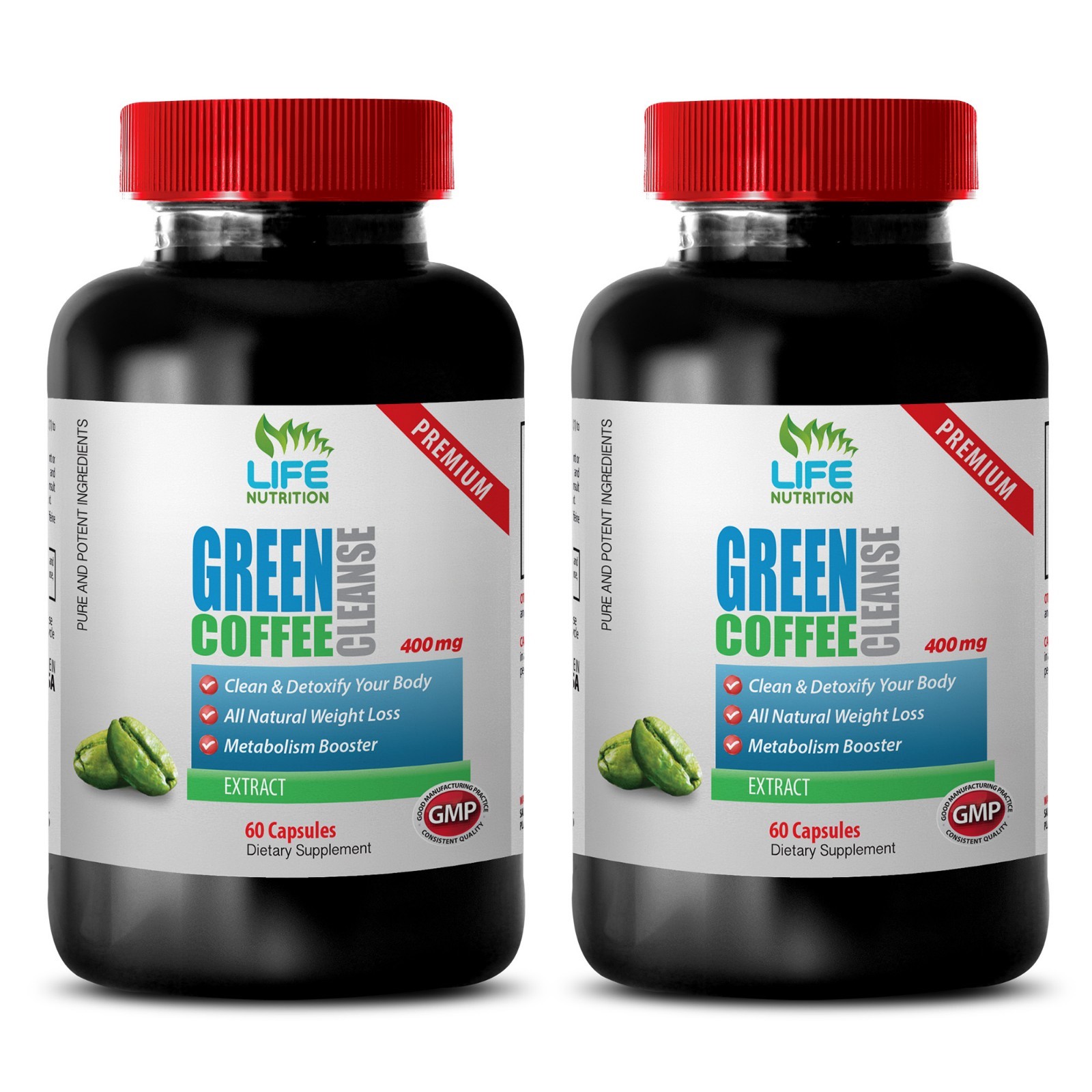 cleanse and detox pills - Green Coffee Cleanse 400mg - glucose control 2 Bottles