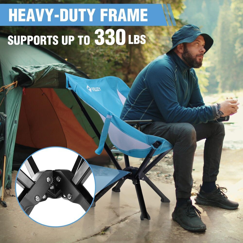 VILLEY 2-Pack Portable Folding Camping Chair No Assembly Quick Setup 330LBS Load