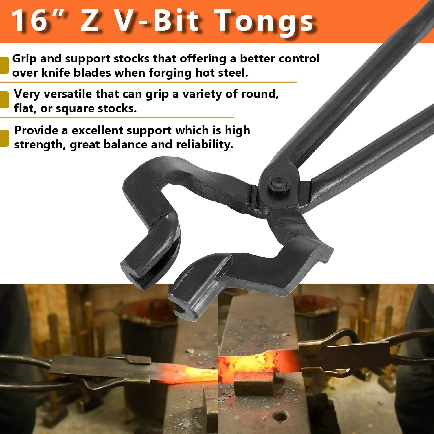 16" Z V-Bit Style Tongs Knifemaking Tongs Bladesmith Blacksmith Tongs Tool