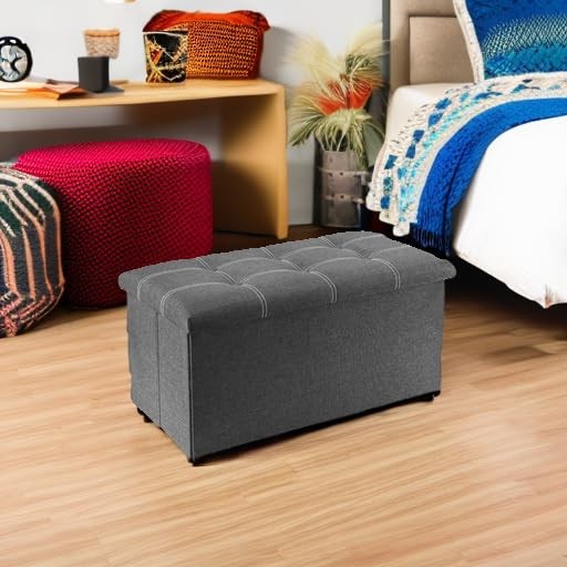 30 inches Folding Ottoman, Ottoman with Storage Footrest Seat Support 350lbs,...