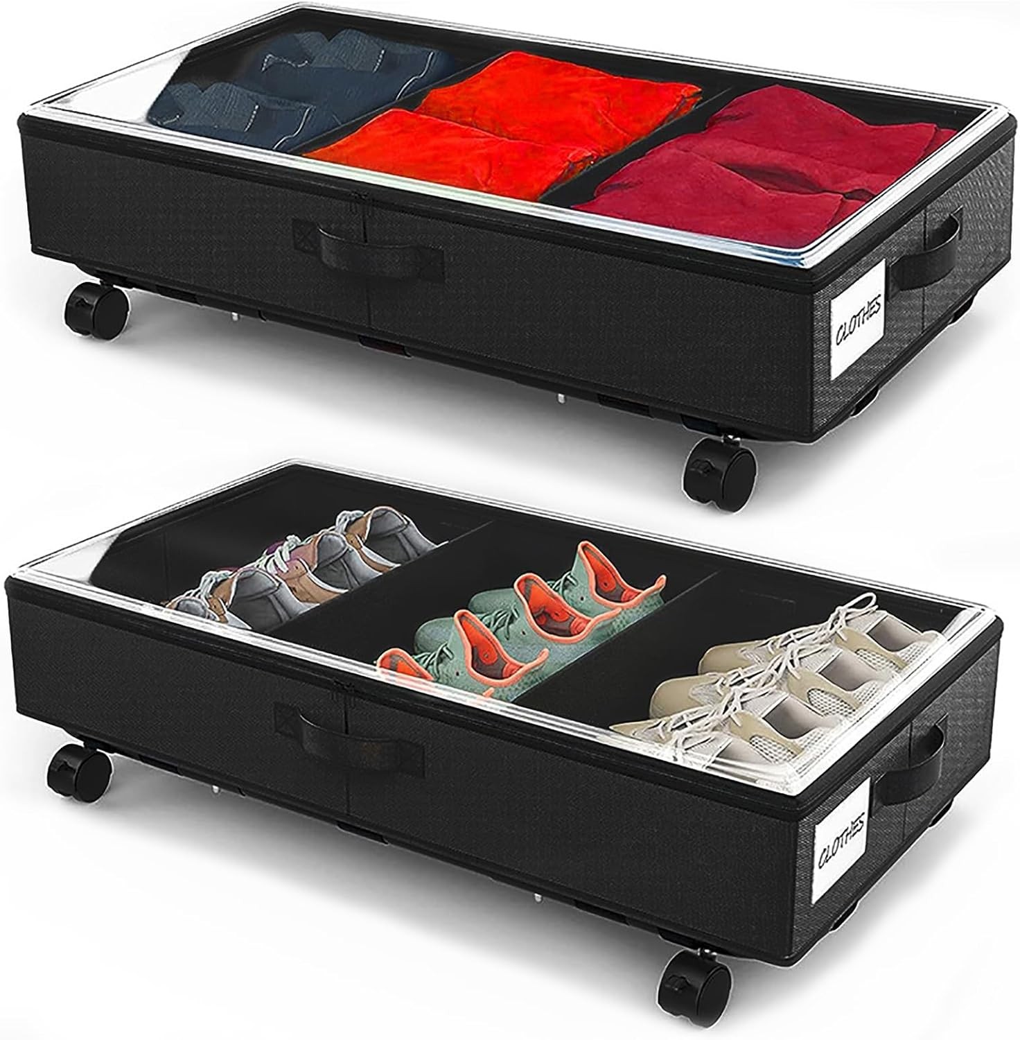 Under Bed Stora Rolling Metal Fre Underbed Containers with Wheels Lid