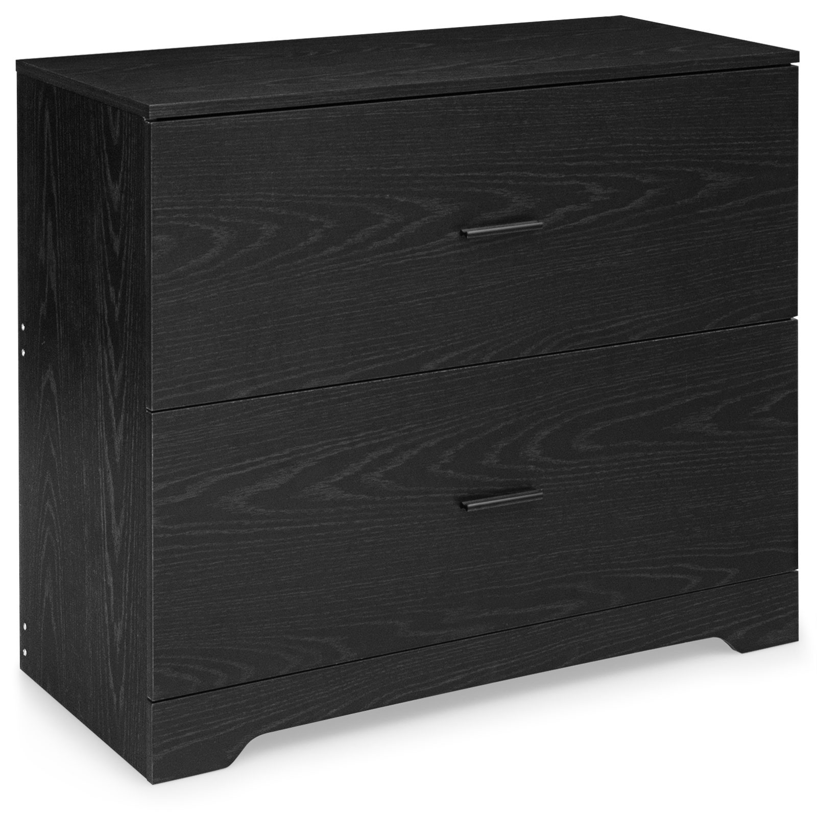 2-Drawer Wood Lateral File Cabinet w/ Adjustable Bars for Home Office Black