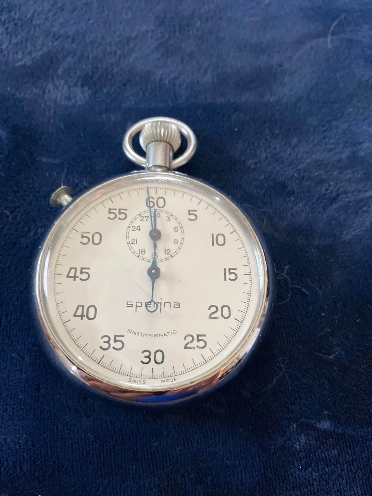 Silver Sperina Swiss Made Stopwatch Antimagnetic Vintage Mechanical Timer Circa