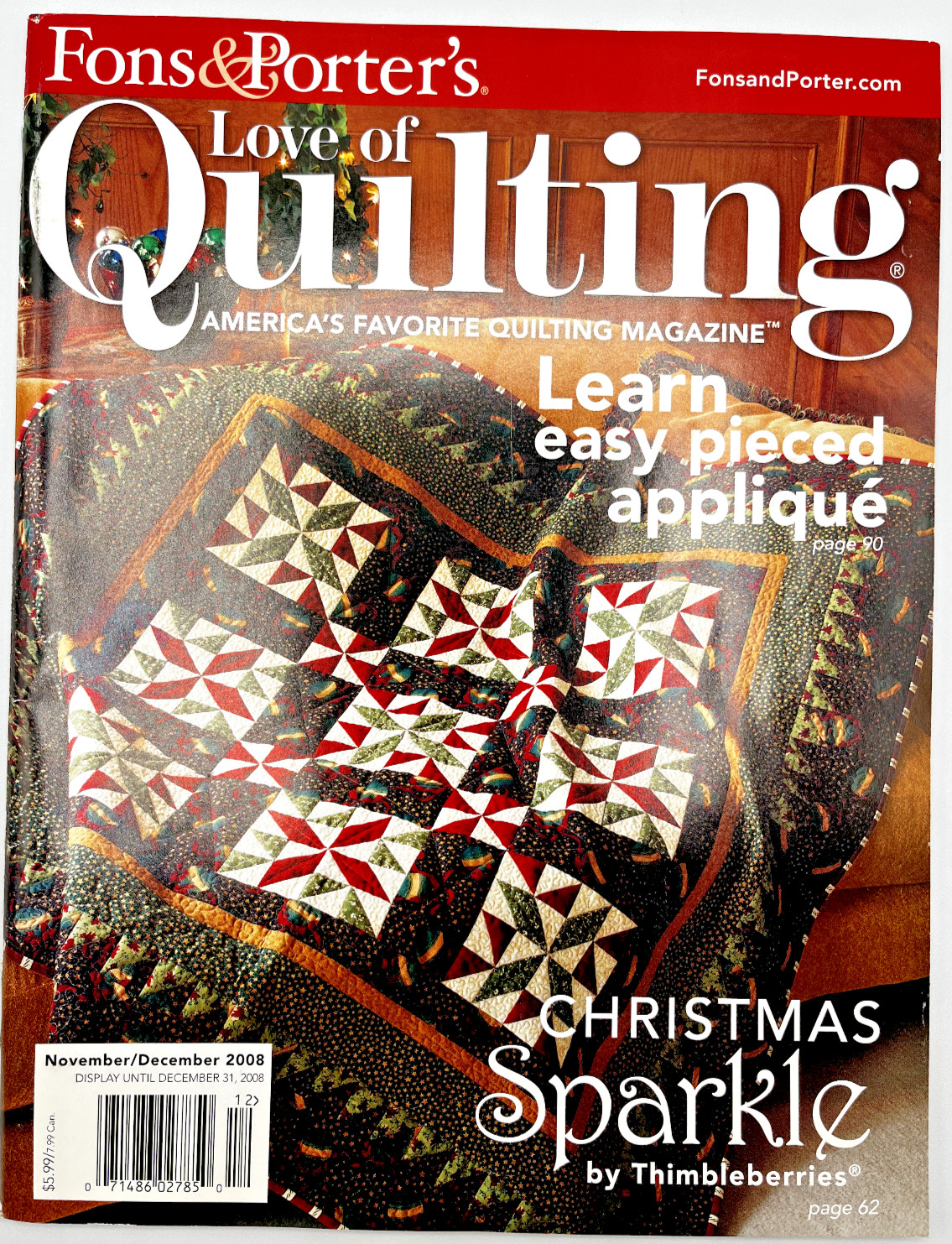 LOVE OF QUILTING CHRISTMAS MAGAZINE Fons & Porter's November/December 2008