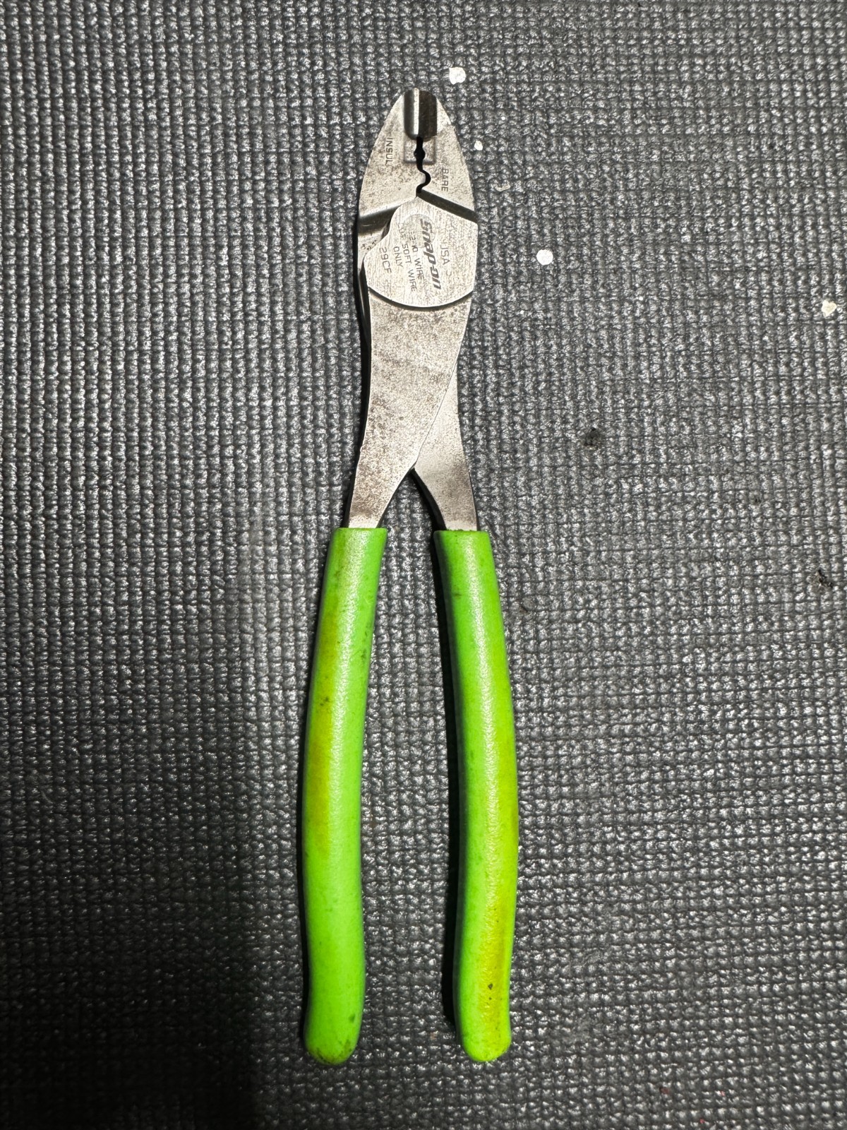 Snap-on 29CF 9" Wire Terminal Crimping Cutting Pliers Tool Green