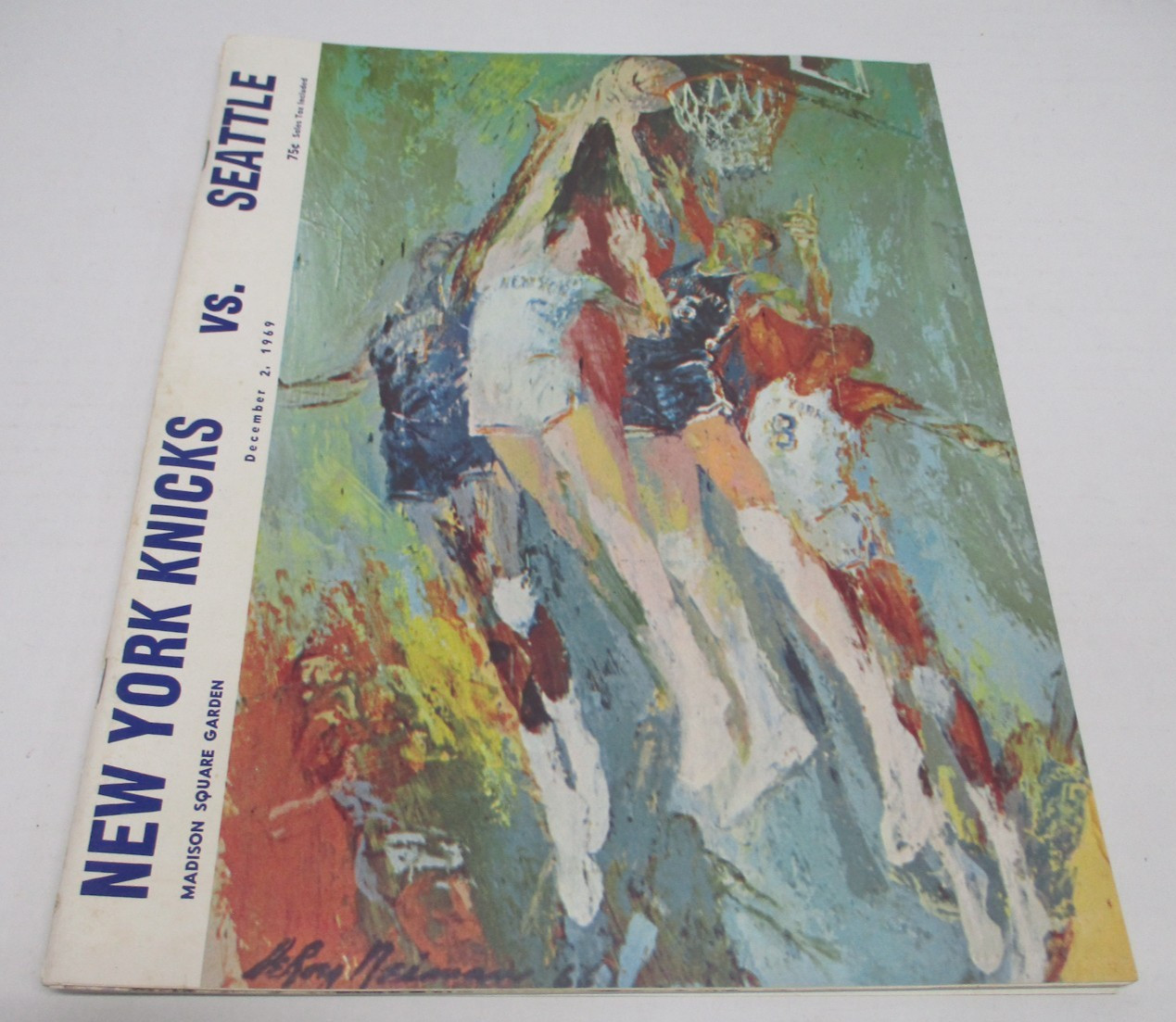 1969 Program & 3 Ticket Stubs NEW YORK KNICKS vs. SEATTLE LeRoy Neiman CM5966
