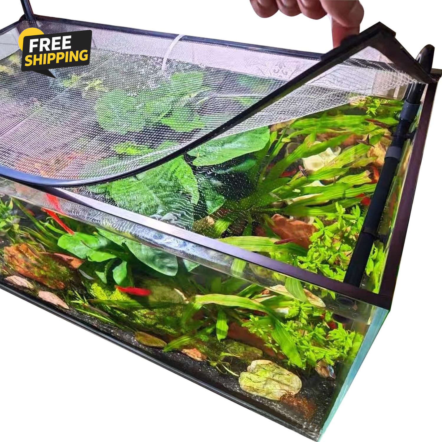 Magnetic Aquarium Lid Fish Tank Hood Top Cover Anti-Jumping Net Cover