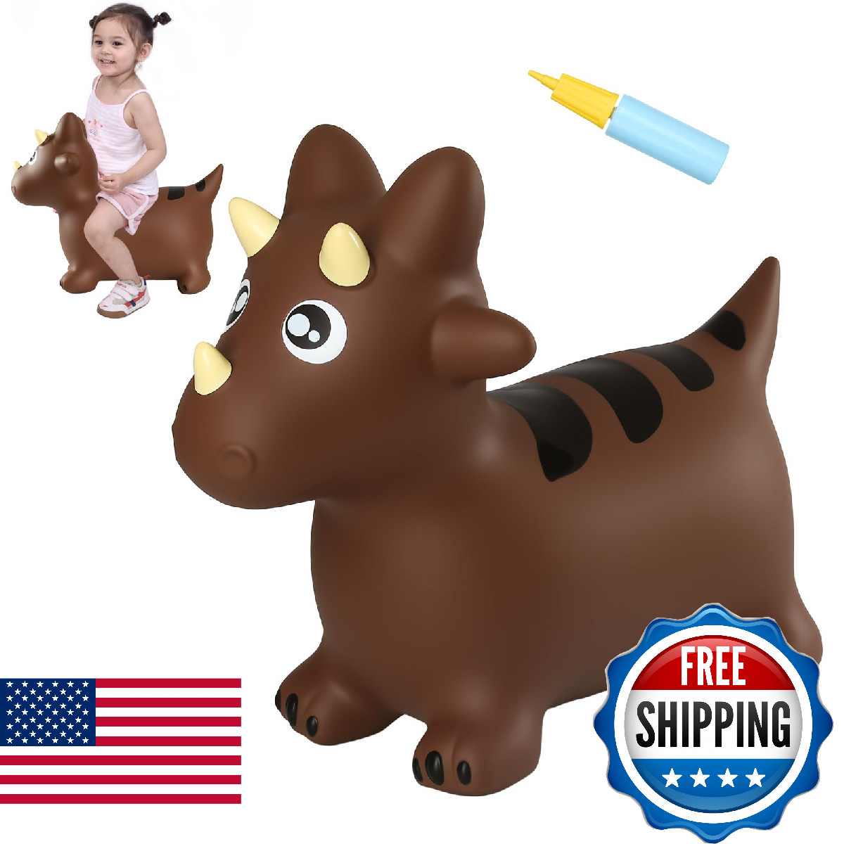 INPANY Bouncy Horse, Dinosaur Hopper Toys, Toddler Bouncing Animal, Dinosaur Par