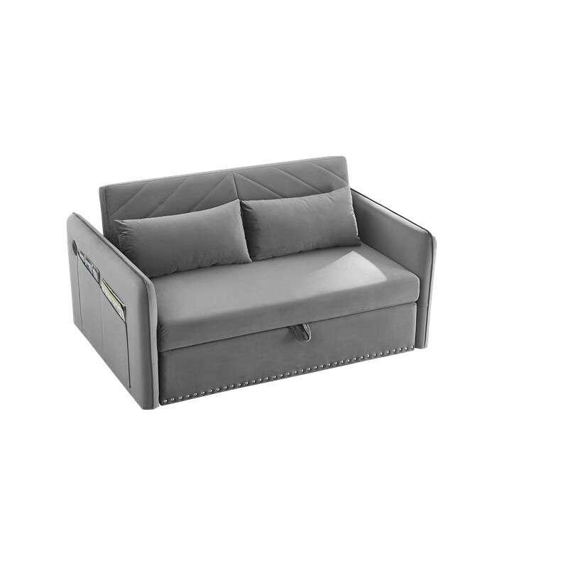 3 in 1 Convertible Sofa Bed,Gray Pull Out Sleep Sofa Bed w/USB Port & 2 Pillows