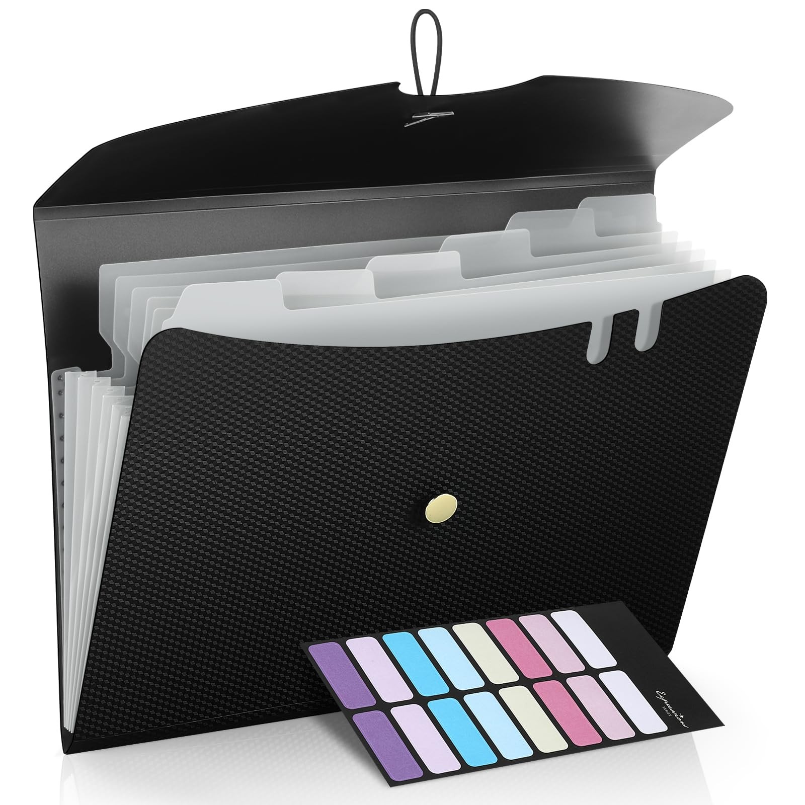 7-Pocket Expanding File Folder Premium Accordion Organizer Letter Size Black
