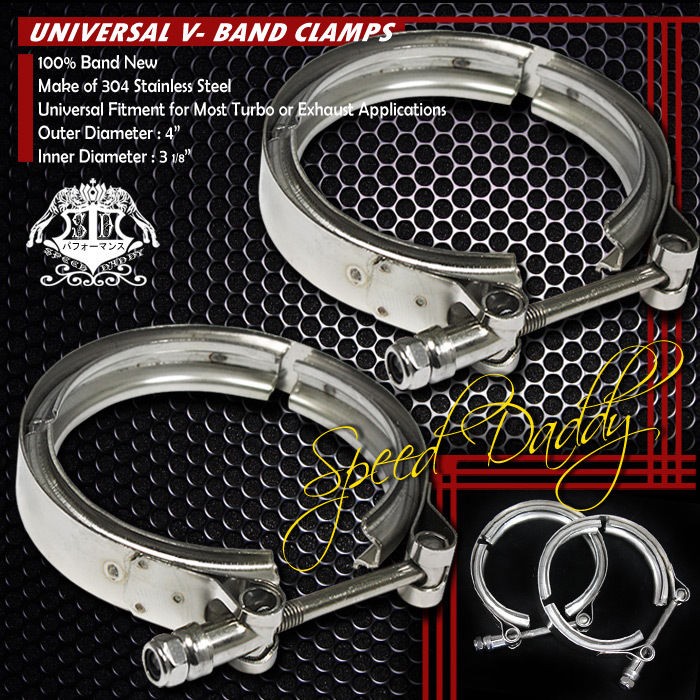 UNIVERSAL 2 X 3" STAINLESS ZINC COATED TURBO INTERCOOLER EXHAUST V-BAND CLAMPS