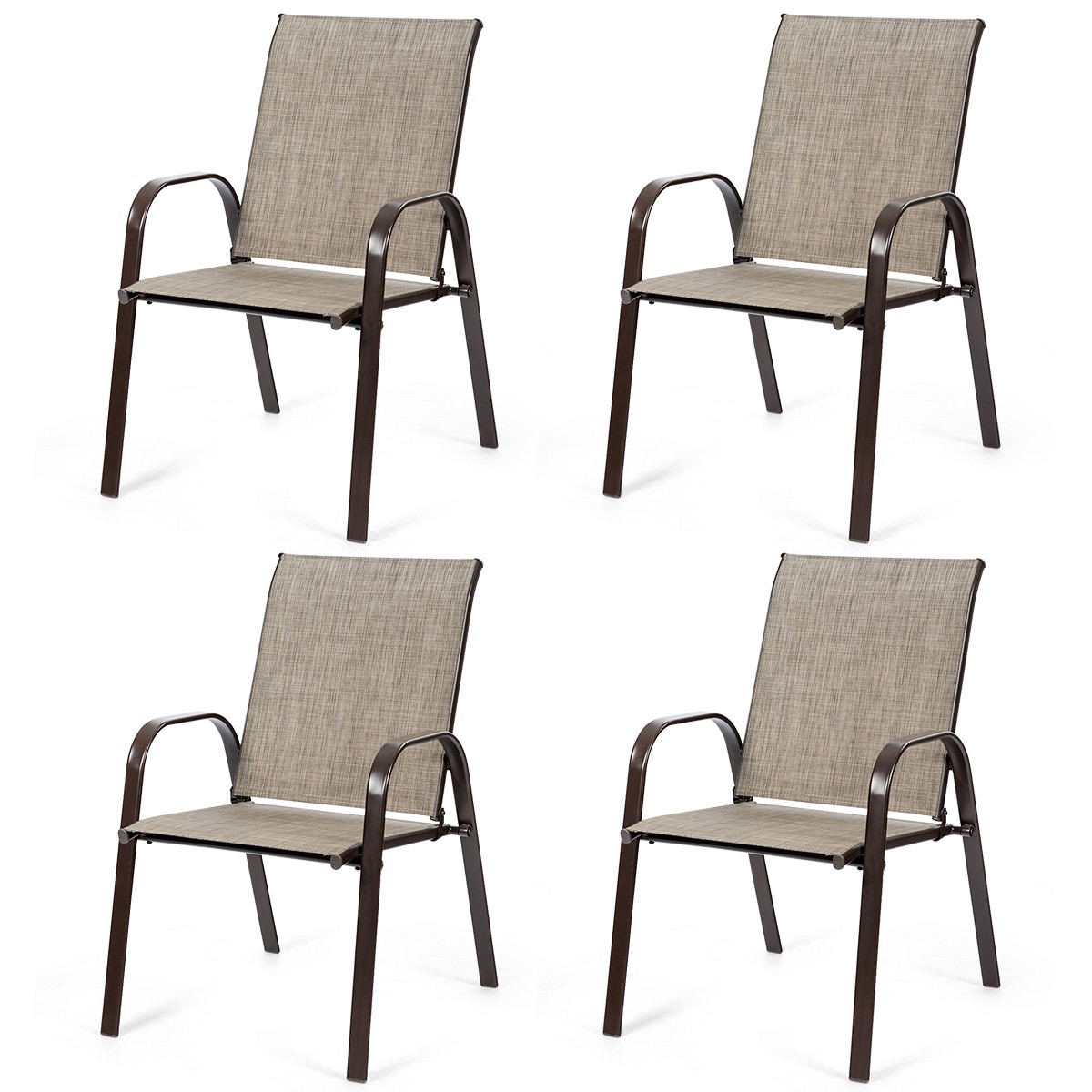 4PCS Patio Chairs Outdoor Dining Chairs with Armrest for Porch Backyard