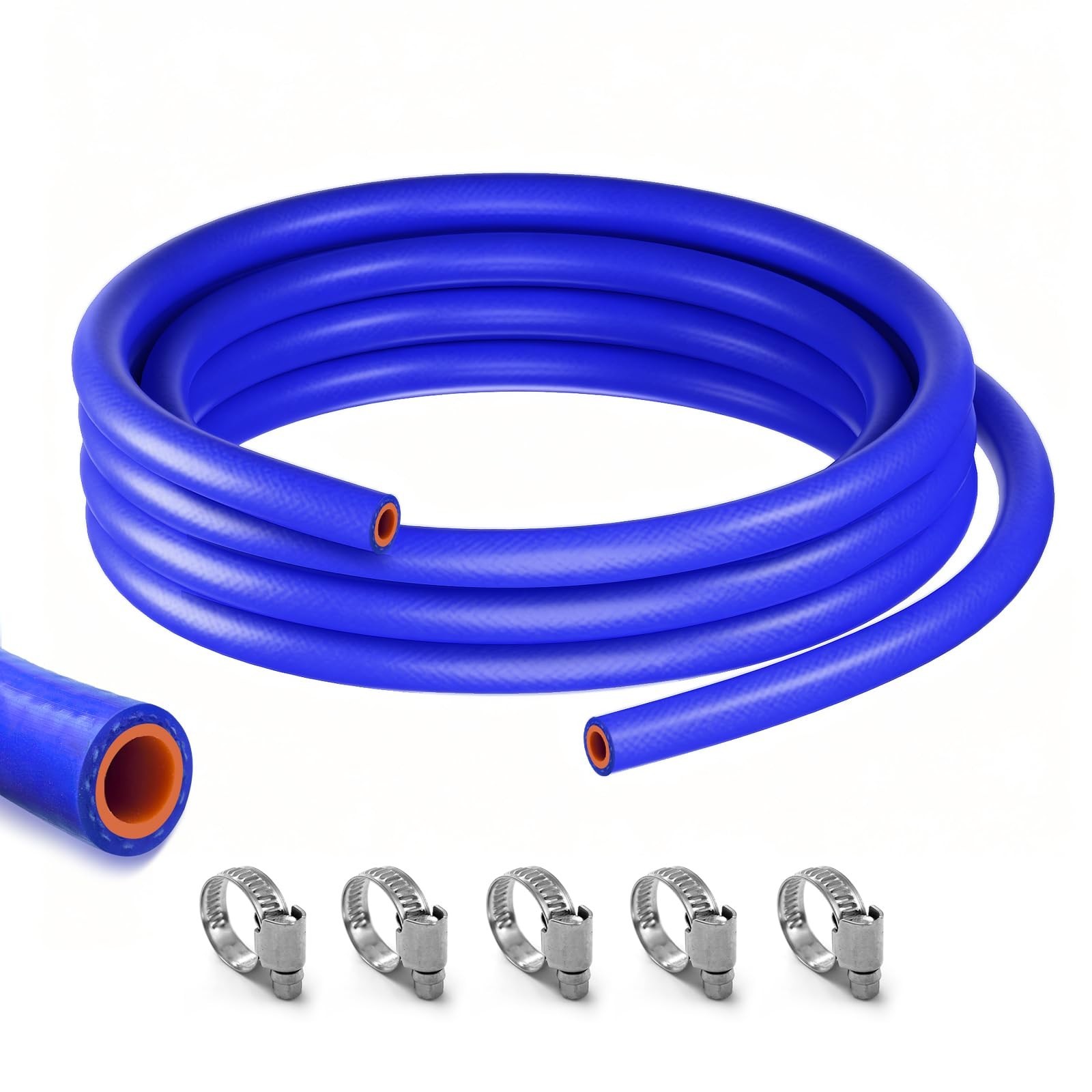 5/8"X5FT(ID:16MM) Silicone Heater Hose Blue and Red Coolant Radiator Vacuum L...