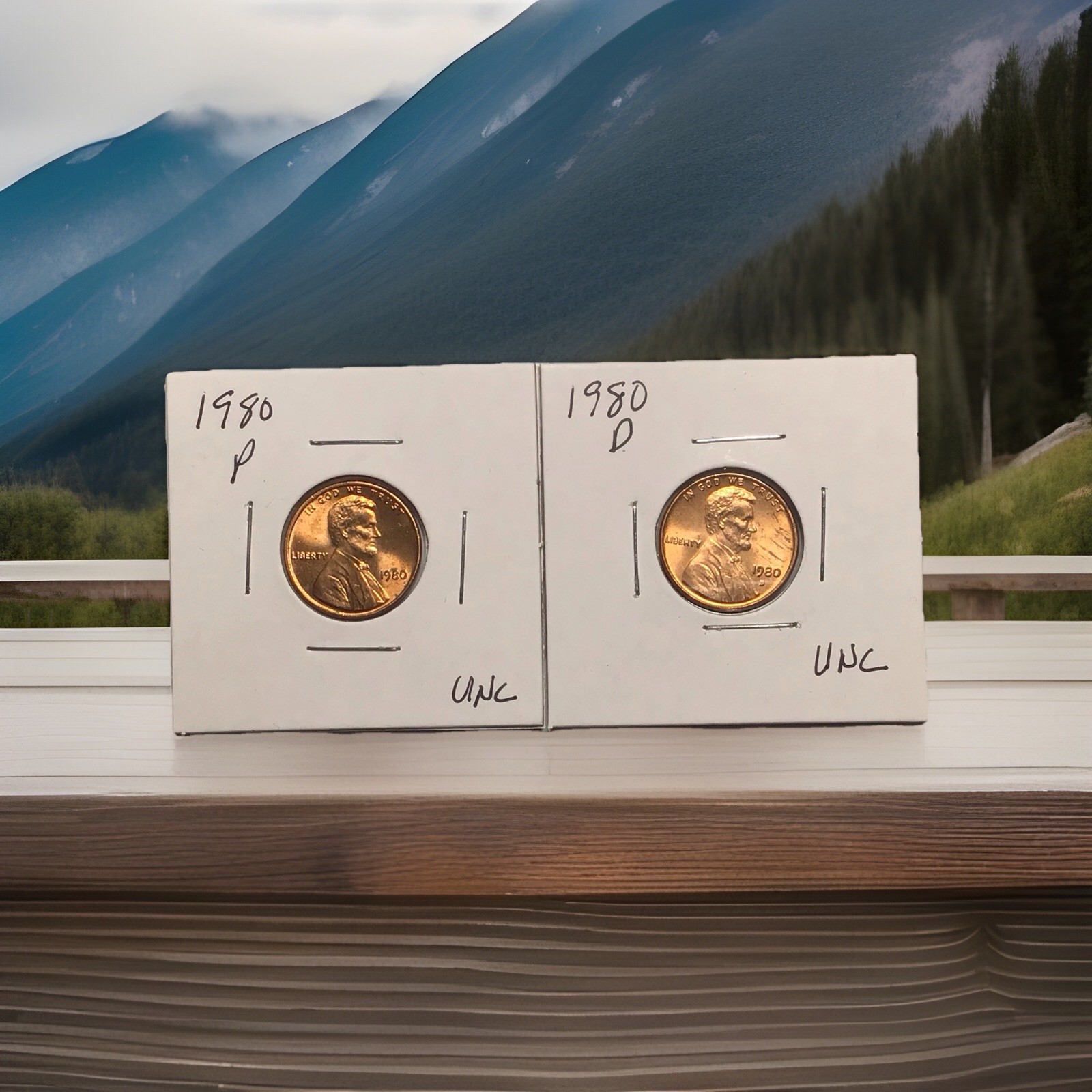 1980 P And D Lincoln Memorial Cents Unc FREE SHIPPING !!!
