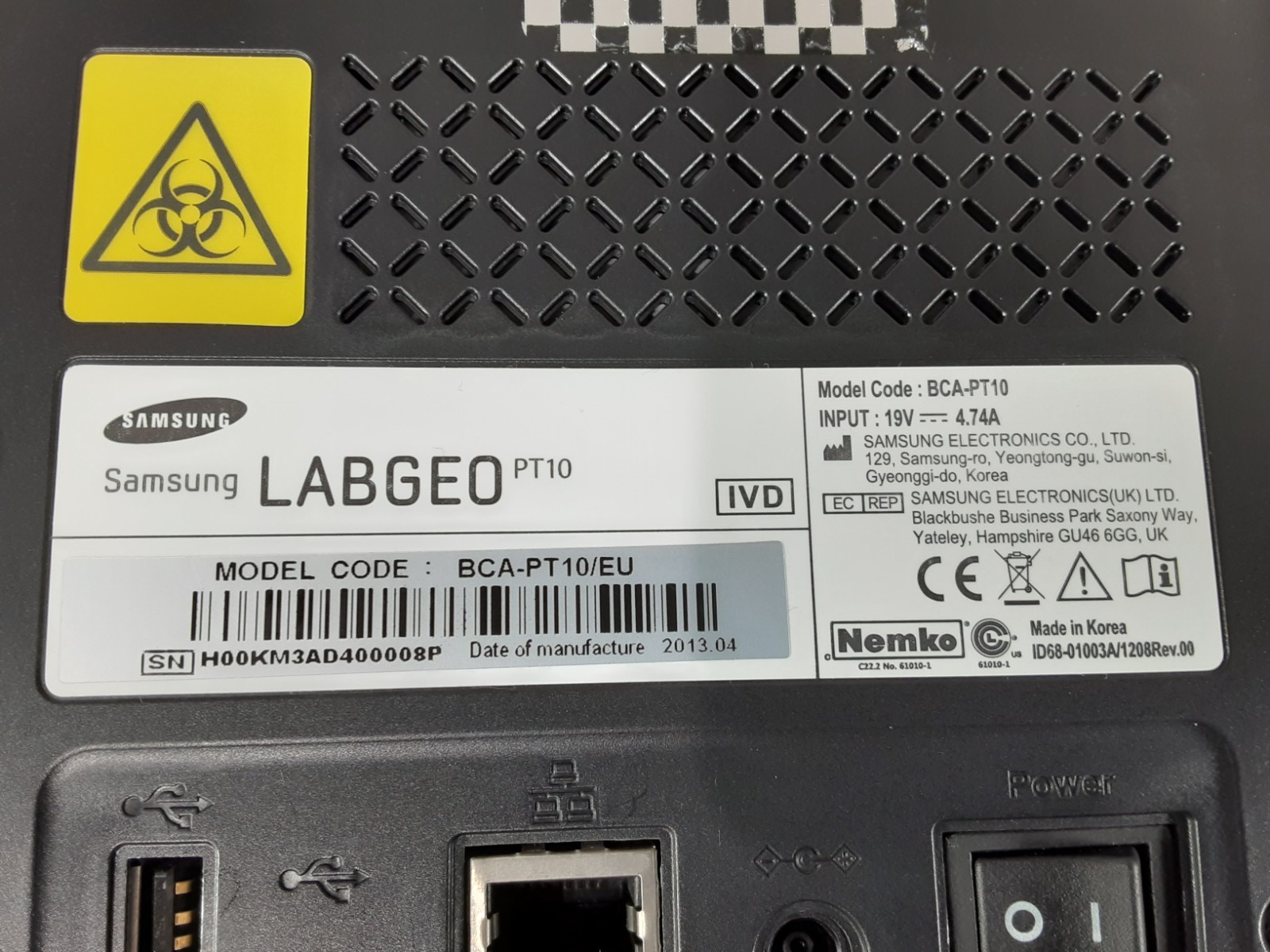SAMSUNG LABGEO PT10 , REF BCA-PT10 IVD - UNTESTED