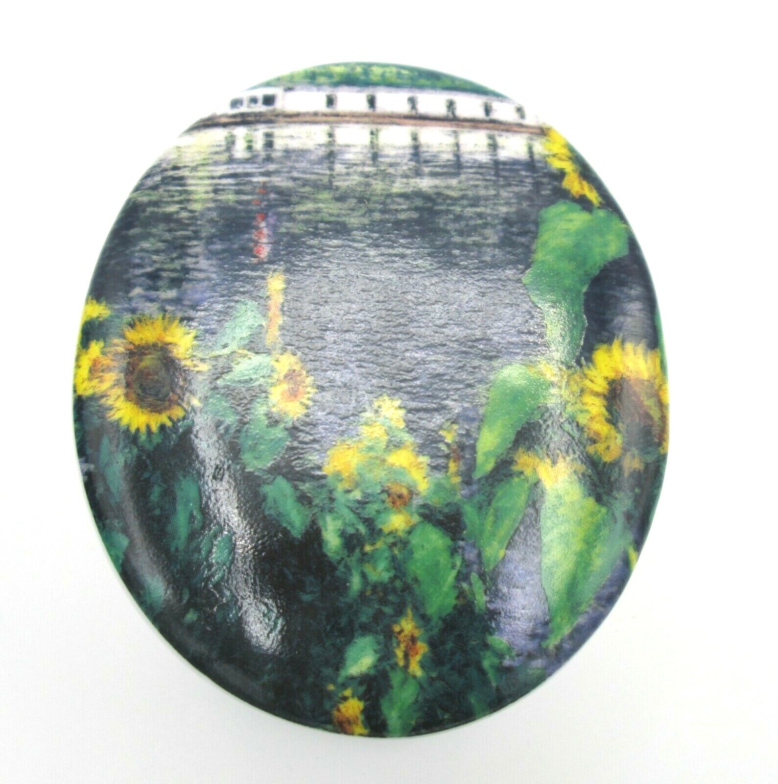 Gustave Caillebotte Sunflowers on the Seine Ceramic Jewelry Trinket Box Gift