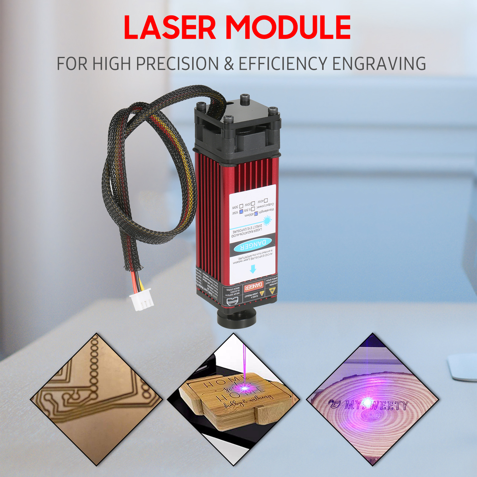 10W Laser Module 450nm Engraving Laser Head Wood For CNC Router Cut Machine K7X2
