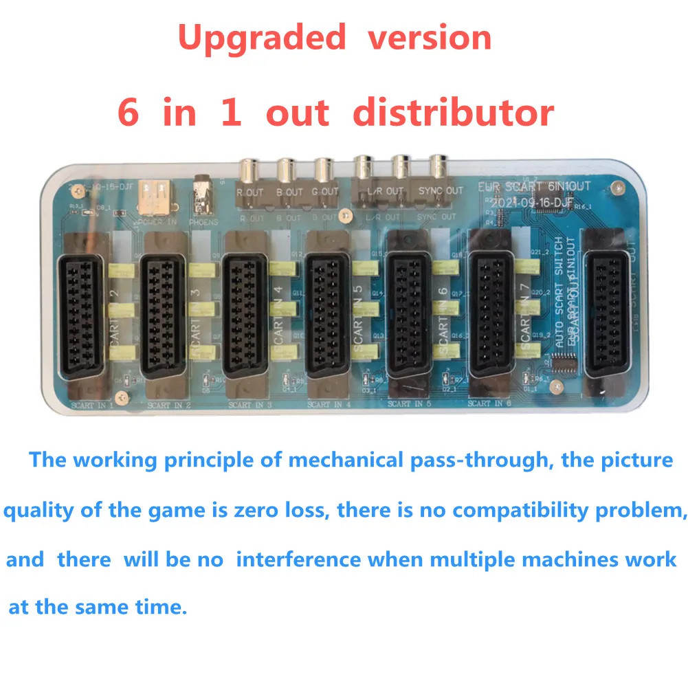 6 Way SCART Distributor Converter Video 6 In 1 Out Automatic EUR Divider