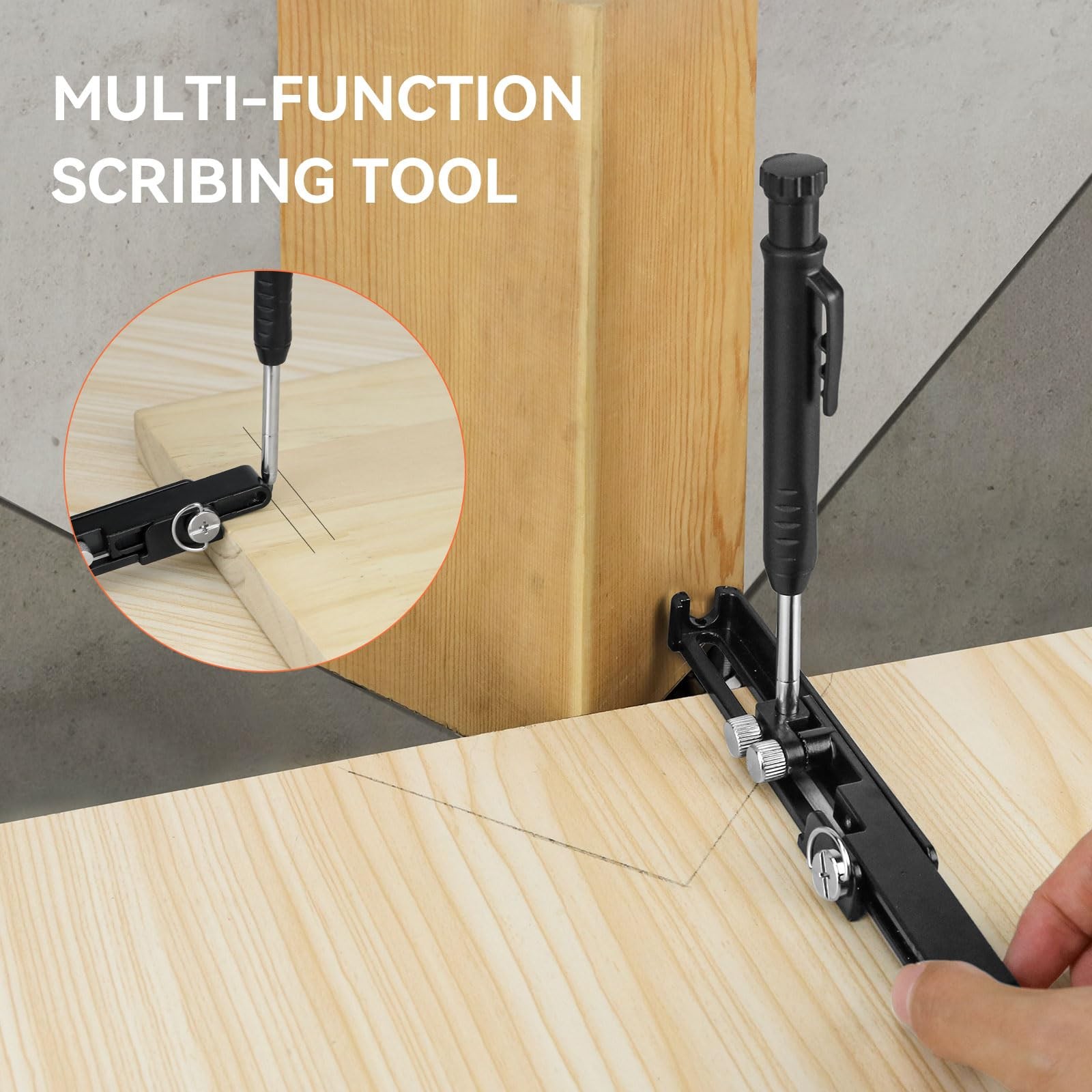 Multi-function Scribing Tool Aluminum Alloy Deep Hole Pencil Woodworking
