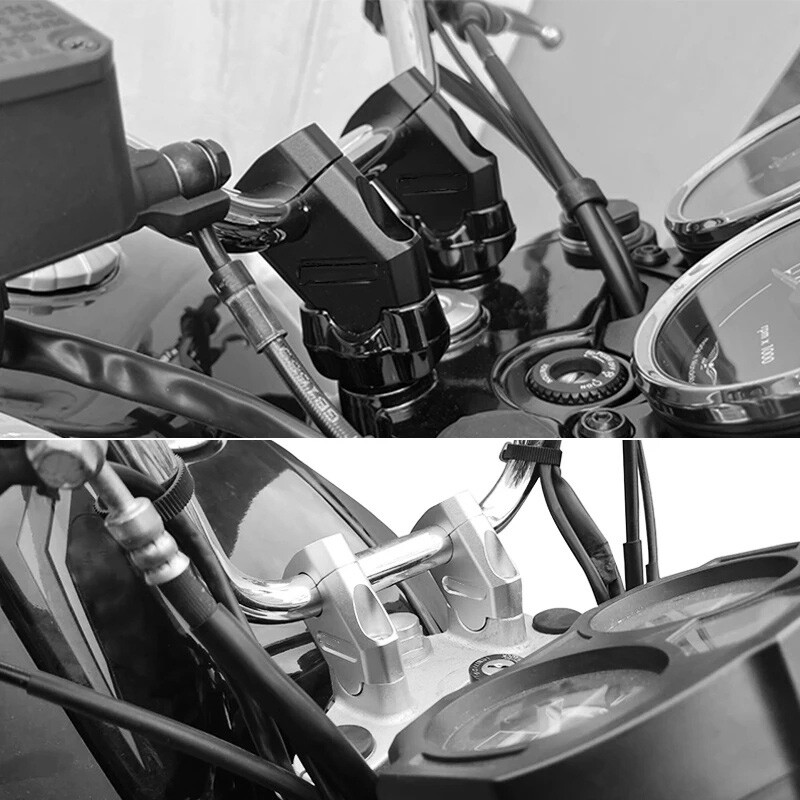 7/8" Motorcycle Handlebar Riser Bar Riser Clamp Silver For Dirtbike ATV