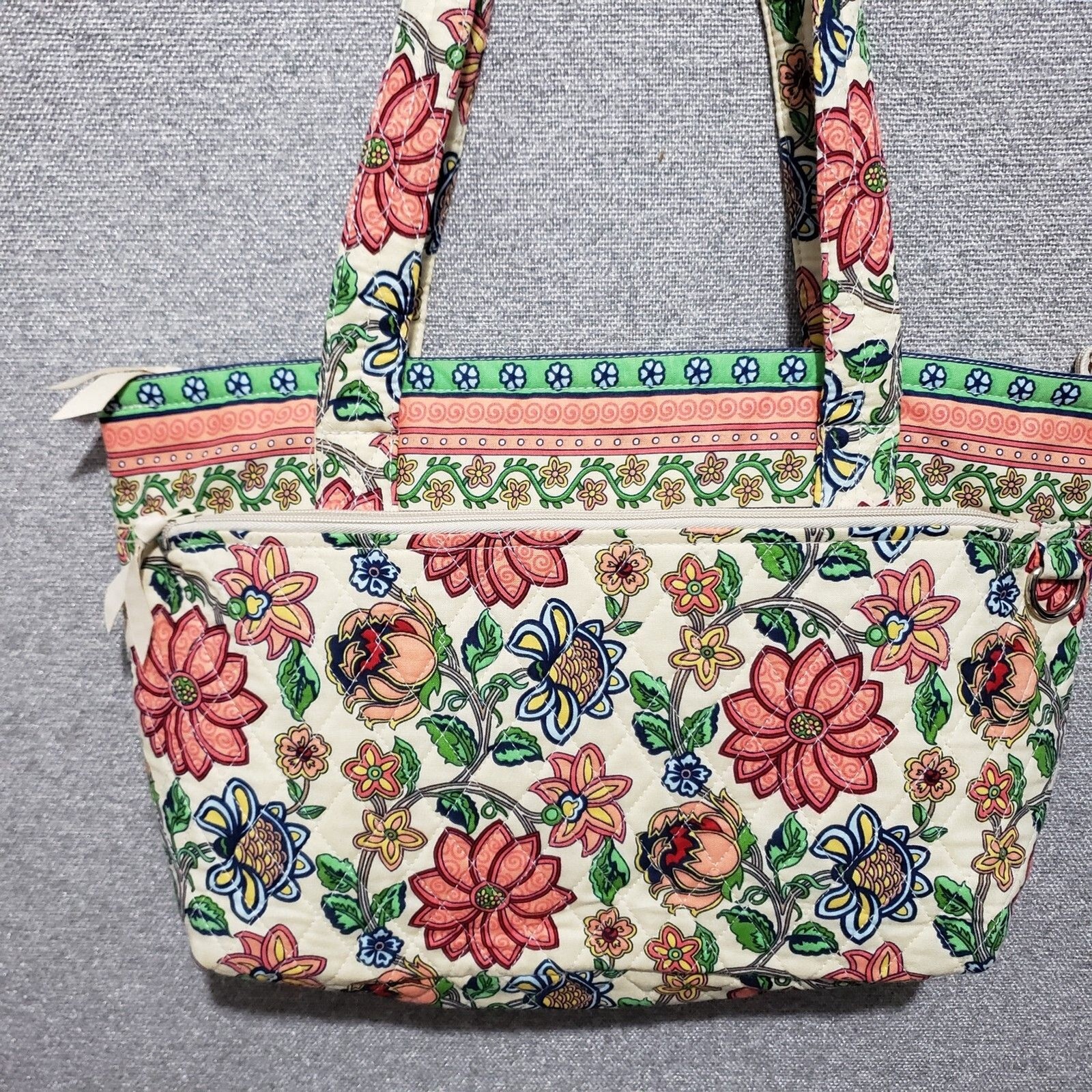 Multicolor Floral Light Cotton Shoulder Bag Zip Closure