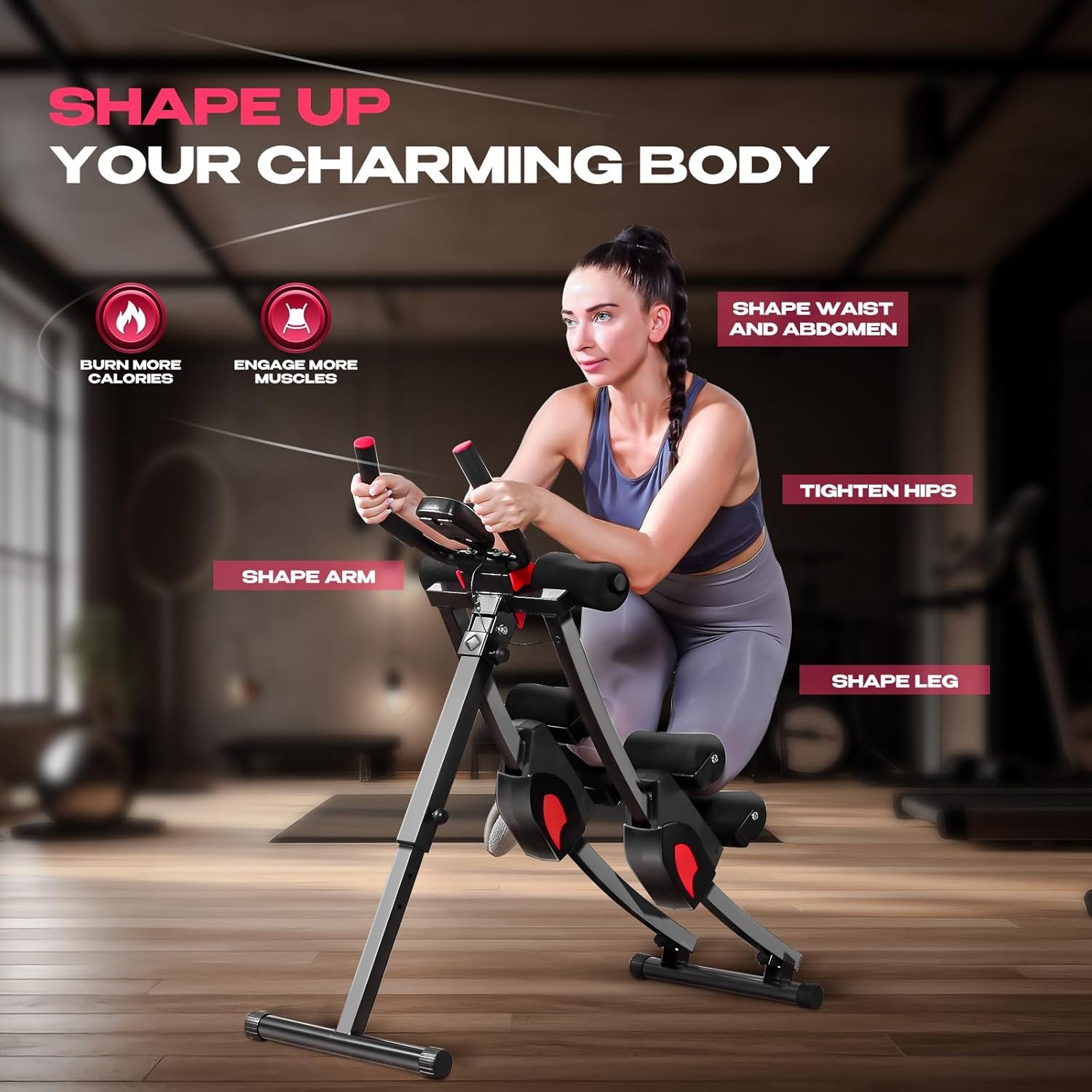 Foldable Ab Machine - Dual-Track Core Trainer for Abs, Obliques, Back - Home Gym