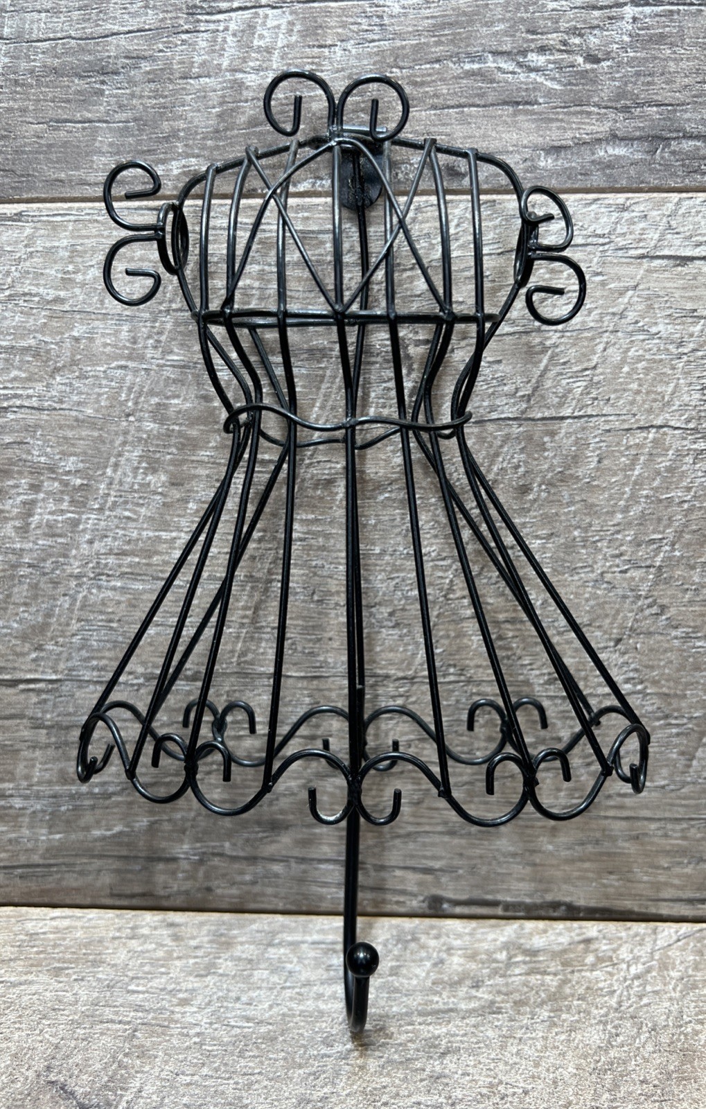 Vintage 90s Fashion Dress Black Metal Hook Hanger Wall Decor Art 7.5” Tall