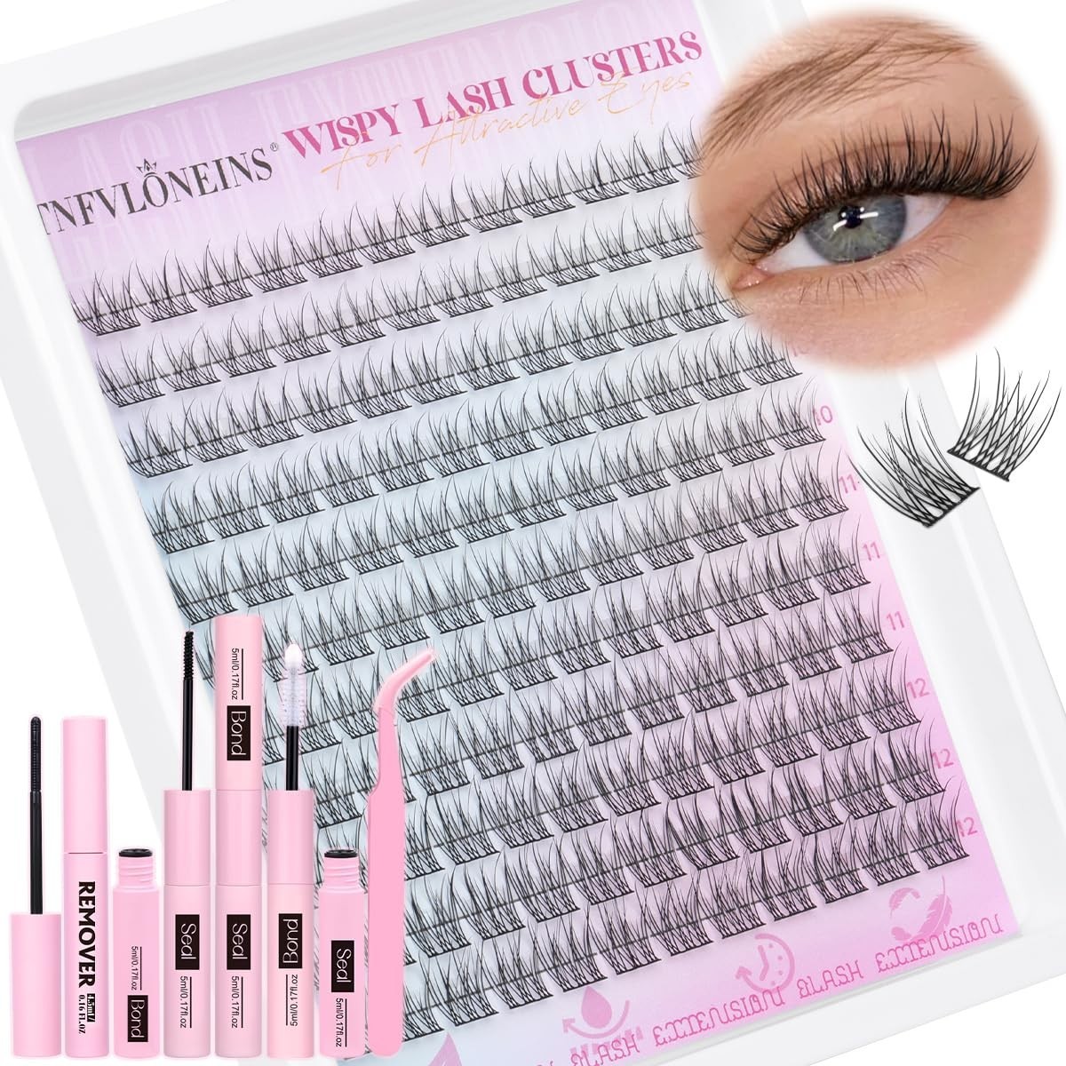 Invisible Band Lash Clusters Kit Wispy Natural Cluster Eyelash Extension Kit ...