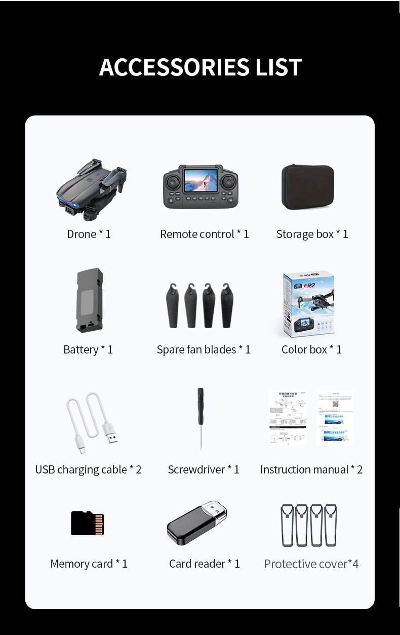 E99 Pro Drone Screen remote control Foldable RC Quadcopter Four Axis Aircraft US