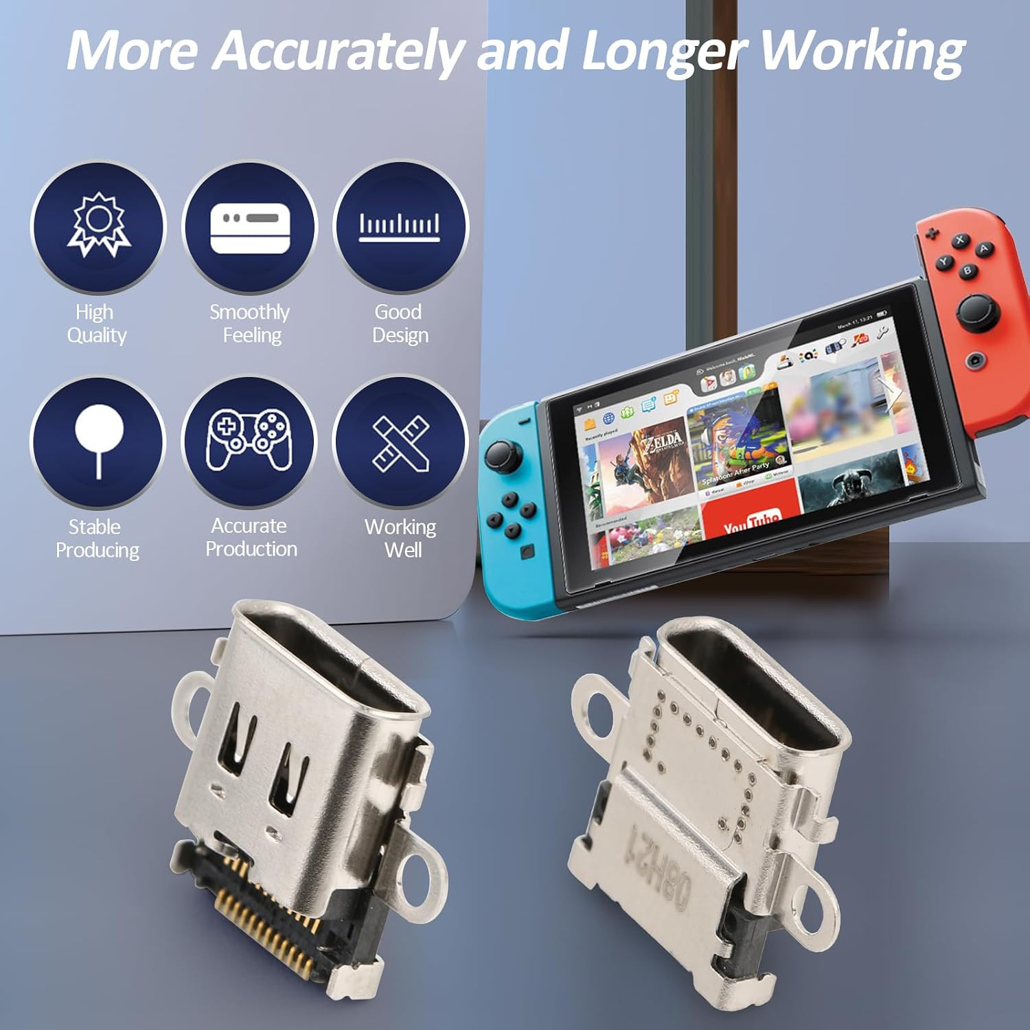 2 Pack for Switch Charging Port Replacement for Switch Dock Connector NS Switch