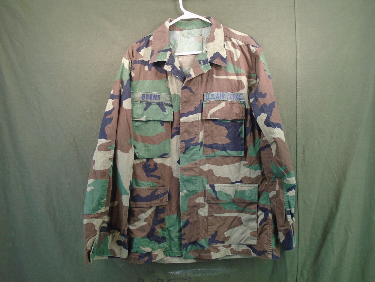 US Military USAF BDU Camo Combat Coat Shirt Twill Size Medium Regular 1996 146-A
