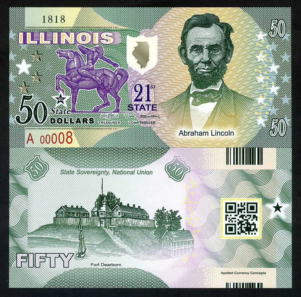 USA States,Illinois, $50, Polymer, ND (2016), P-N/L, UNC Abraham Lincoln F