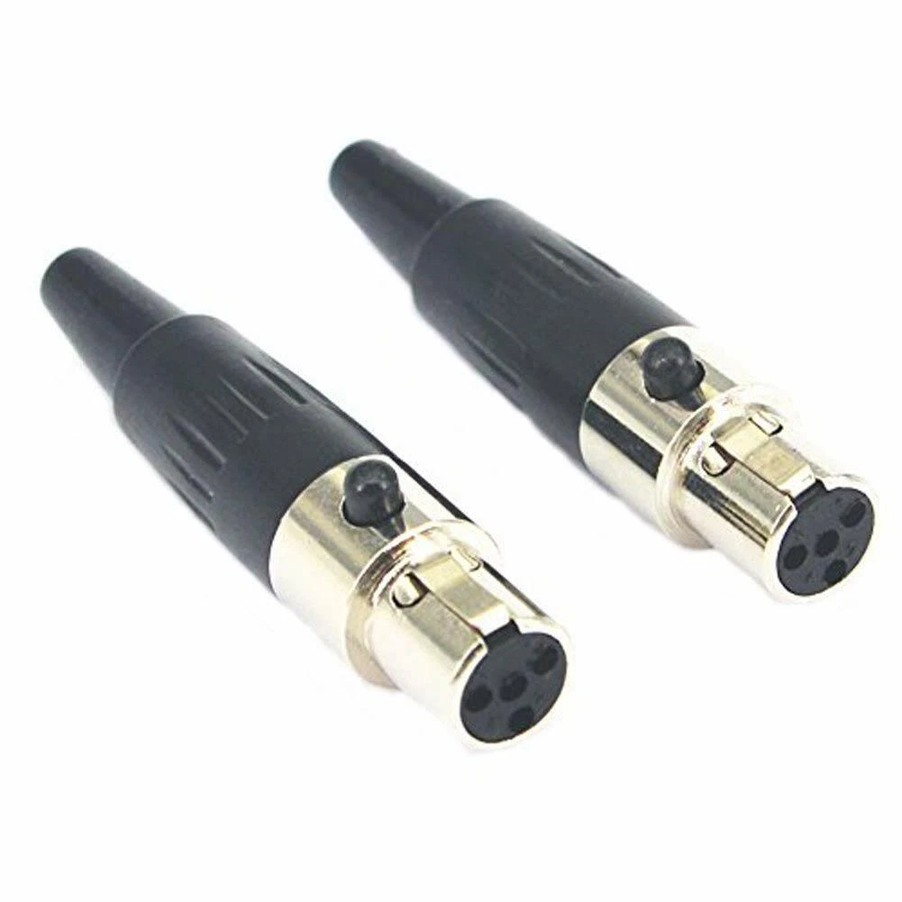 2x Mini XLR 4-Pin For Shure Wireless Headset Lapel Microphone Mic Connector NEW