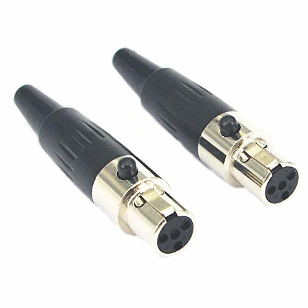 Mini XLR 4-Pin for Shure Wireless Headset Lapel Microphone Mic Connector 2 Pack
