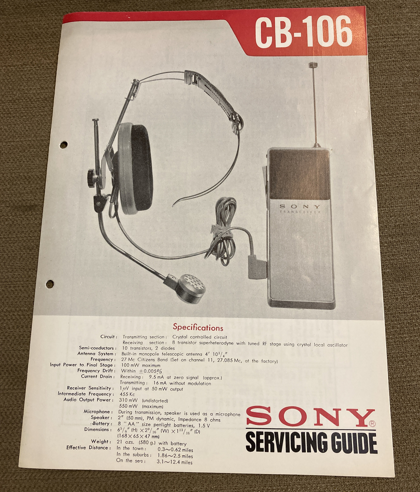 1963 Sony Servicing Guide CB-106