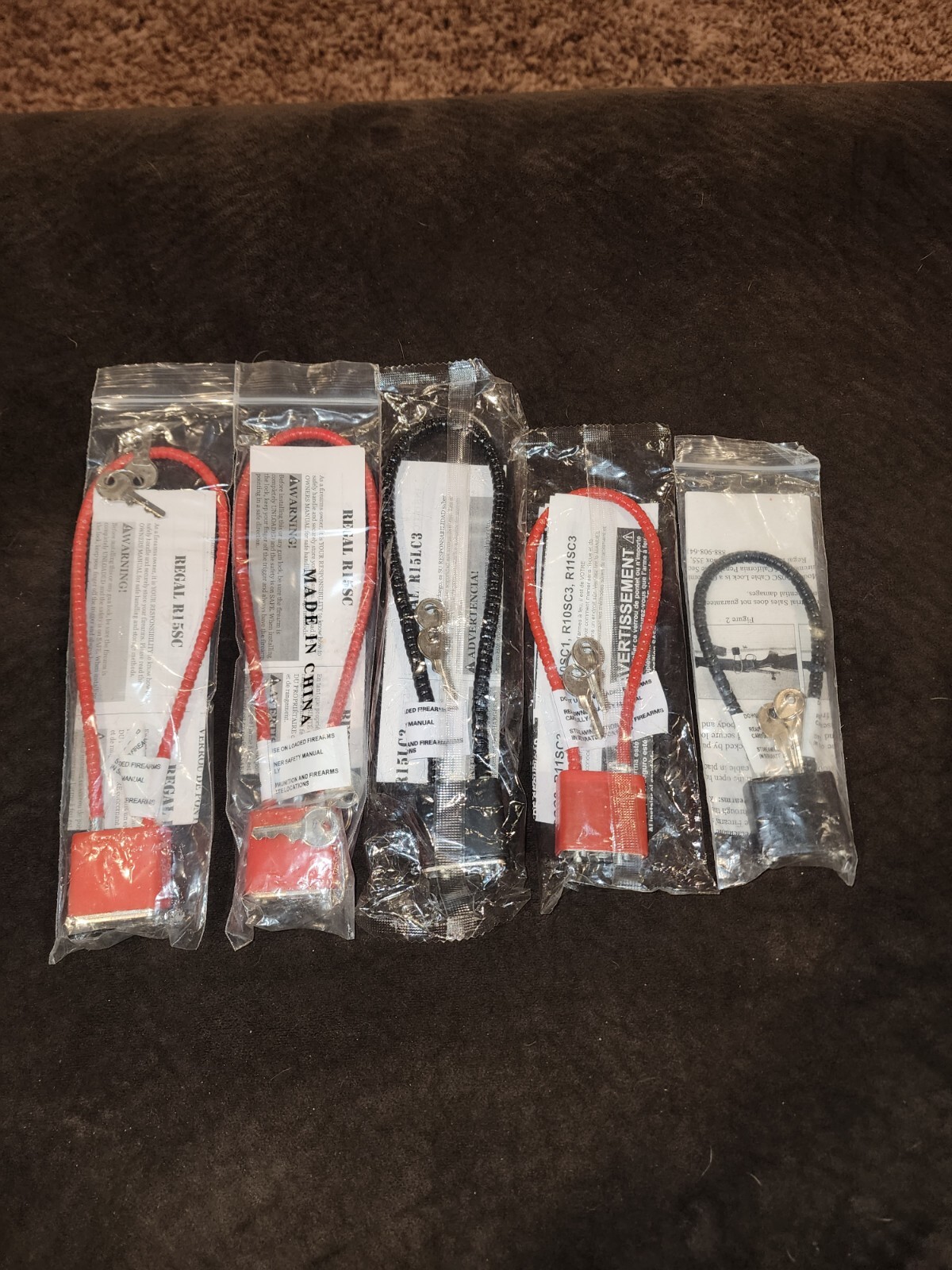 Regal Gun Safety Cable Locks R15SC R15LC3 R10SC LOT OF 5 NEW