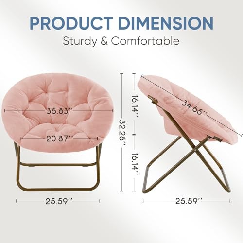 Comfy Saucer Chair, Faux Fur Lounge Seasting XL Circle Round-36 Inches Rosy