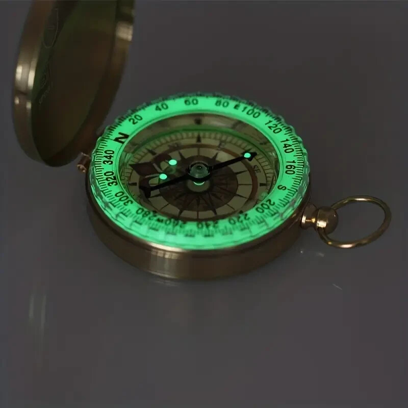 Waterproof Luminous Compass Camping Hiking Brass Compass Portable Compass